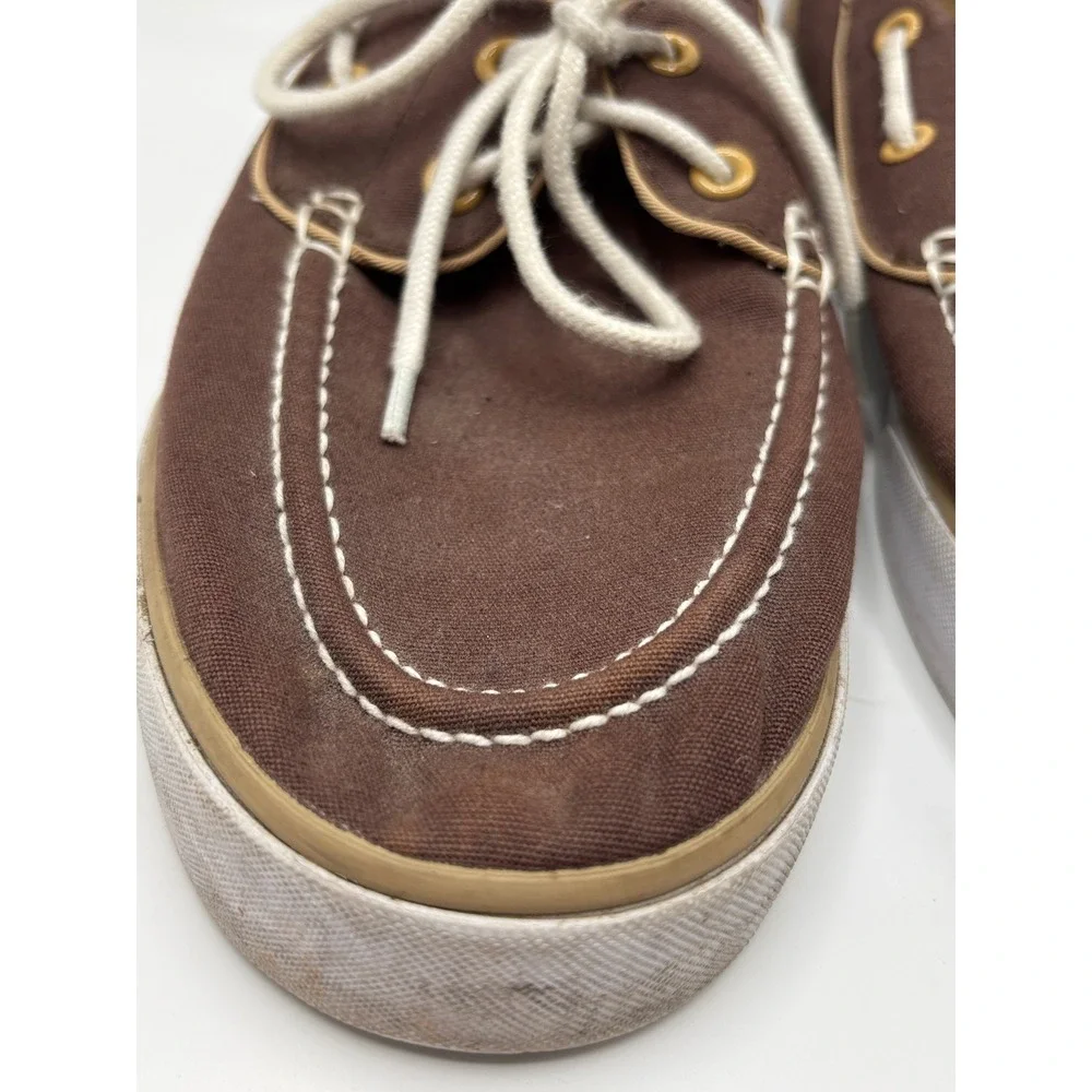 Polo Ralph Lauren Lander P Brown Canvas Boat Shoes Mens 10.5 D Sneakers